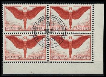 .gestempelt - Schweiz Nr. 190z im Viererblock von der rechten unteren Bogenecke, - Stamps and postcards