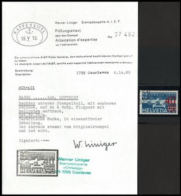 ,gestempelt . Schweiz Nr. 293a - laut Fotoattest Liniger handelt es sich um ein "farbfrische Marke, - Stamps and postcards