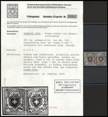.gestempelt - Schweiz Nr. 6I im waagrechten Paar der Typen 6 und 7, - Známky a pohlednice