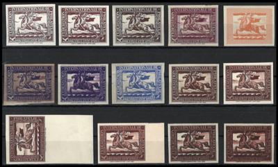 **/(*) - Hesshaimer Verschlußmarken - 14 verschiedene Probedrucke, - Briefmarken und Ansichtskarten