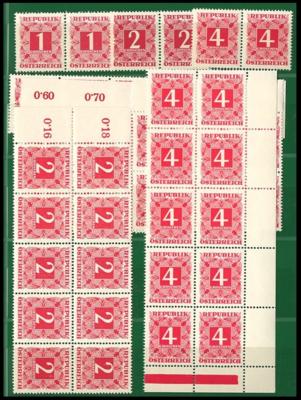 ** - Österr. Porto 1949 Nr. 232/259 xa - 12 kpl. Sätze etc., - Stamps and postcards