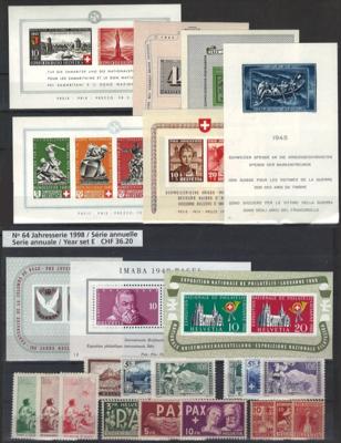 **/*/(*) - Sammlung Schweiz ca. 1912/1962 mit div. Blockausg., - Stamps and postcards