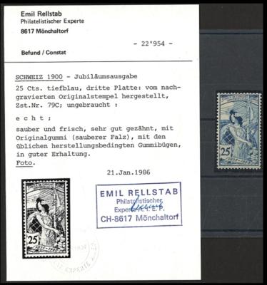 * - Schweiz Nr. 73III (vom nachgraviertem Originalstempel hergestellt), - Stamps and postcards