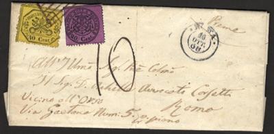 Poststück - Kirchenstaat 1868 - 40 Cent. + 20 Cent. (Nr. 24 a - Známky a pohlednice