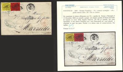 Poststück - Kirchenstaat 1868 - 40 Cent. gelb - Francobolli e cartoline