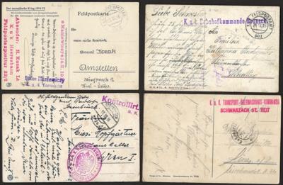 Poststück - Österr. Feldpost WK I - Spezialpartie Bahnhof Kommandos - Transport Überwachung etc., - Francobolli e cartoline