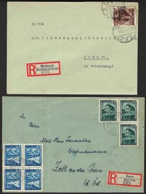 Poststück - Österr. - Partie frühe Rekopost ab 1945 u.a. mit Mettmach über Ried - St. Nikolai - Stans - Gröbming 12a etc., - Briefmarken und Ansichtskarten