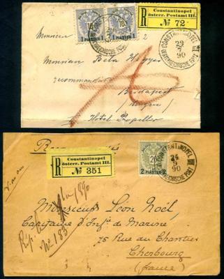 Poststück - Österr. Post in d. Levante 10 Belege frank. mit Ausg. 1883, - Stamps and postcards