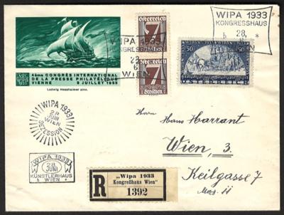Poststück - Österr. - WIPA glatt mit Kongresshaus - Sonderstempel und Zufrankatur auf rekommandiertem Kuvert nach Wien, - Známky a pohlednice