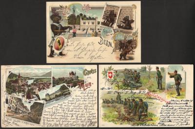 Poststück - Partie AK Schweiz mit vielen Lithos, - Francobolli e cartoline