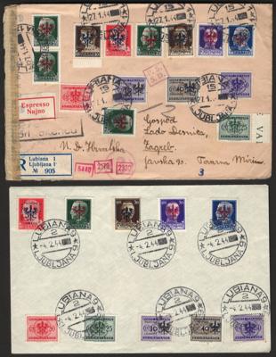 Poststück - Partie Poststücke D. Bes. Laibach sowie div. Jugosl., - Briefmarken und Ansichtskarten