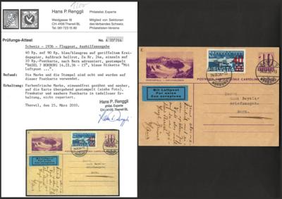 Poststück - Schweiz Nr. 293a als Zufrankatur auf Ganzsache mit Entwertung von Basel 7, - Stamps and postcards