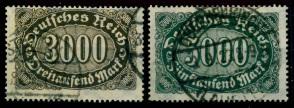 .gestempelt - D. REich Nr. 254d schwarz(grau) braun + Nr. 256d schwarzgrün, - Briefmarken und Ansichtskarten