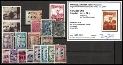 **/*/gestempelt - Kroatien u. jugosl. Ausgaben f. Kroatien - Partie Dubl. m. einigen Abarten, - Briefmarken und Ansichtskarten