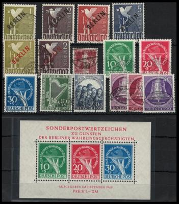 .gestempelt/**/*/(*) - Sammlung Berlin ab 1948 mit Nr. 1/34 gestempelt, - Známky a pohlednice