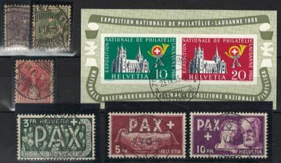 .gestempelt - Sammlung Schweiz ab 1854 u.a. mit PAX - Serie gestempelt, - Známky a pohlednice