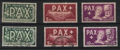 **/gestempelt - Sammlung Schweiz ca. 1938/1968 u.a. mit PAX - Serie** und gestempelt, - Známky a pohlednice