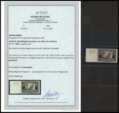 ** - Jugosl. Nr. 166 F vom linken Bogenrand, - Stamps and postcards