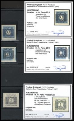 ** - Kroatien - Porto - Probedruck zu 1 Kuna aus der 2. Druckphase, - Stamps and postcards