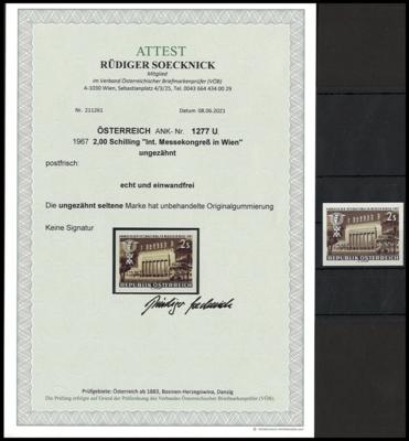 ** - Österr.   ANK Nr. 1277 U "Int. Messekongreß in Wien", - Briefmarken und Ansichtskarten