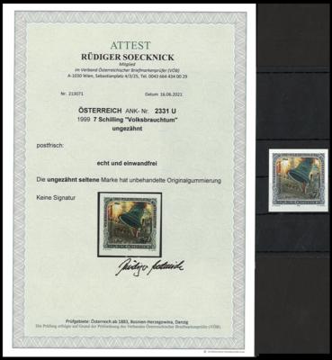 ** - Österr.   ANK Nr. 2331 U "Volksbrauchtum" ungezähnt postfr., - Briefmarken und Ansichtskarten