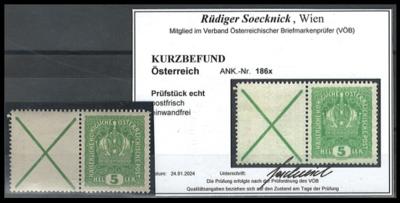 ** - Österr. Nr. 186x - laut Kurzbefund Soecknick "echt, - Stamps and postcards