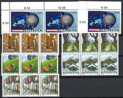 ** - Österr. - Partie EURO - NEUHEITEN (FRANKATURWARE) in 3 gr. Steckb., - Stamps and postcards