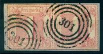 Briefstück - altd. Staaten - Thurn und Taxis Nr. 48 im waagrechten Paar mit Nummernstempel "301" von Bremen, - Francobolli e cartoline