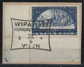 Briefstück - Österr. - WIPA glatt - linkes unteres Eckrandstück - mit Kongresshaus - Sonderstempel auf Briefstück, - Briefmarken und Ansichtskarten