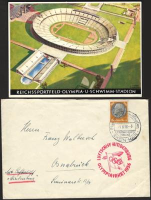 Poststück/Briefstück - Partie Sportmotivbelege mit Olymp. Spielen sowie Dokumaterial wien Wimpel, - Známky a pohlednice