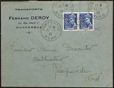 Poststück - D. Bes. Frankreich - Dünkirchen - Briefmarken und Ansichtskarten