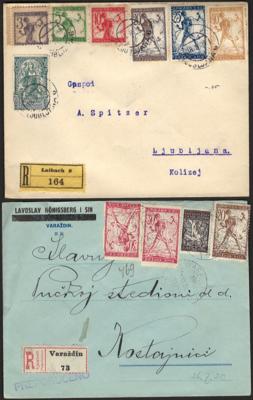 Poststück - Jugosl. 1920/1921 - Kettensprengerausg. und andere Ausg., - Francobolli e cartoline