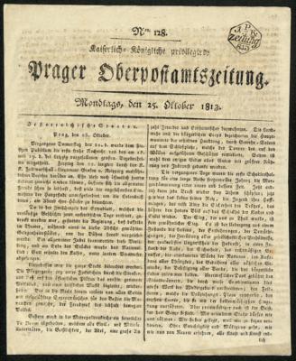 Poststück - Österr. Monarchie 1813 - "Prager Oberpostamtszeitung" klarer Signette rechts oben, - Známky a pohlednice