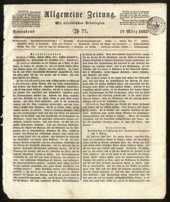 Poststück - Österr. Monarchie 1832 - "Allgemeine Zeitung" Nr. 77 vom 17.3. 1832 mit klerer Signette zu 2 K, - Briefmarken und Ansichtskarten