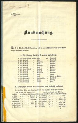 Poststück - Österr. Monarchie 1847 - Kundmachung der Oberst Hof - Post - Verwaltung bezügl. Post- Cours - Änderungen, - Známky a pohlednice