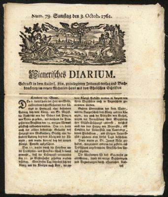 Poststück - Österr. Monarchie - Zeitung "Wiener Diarium" vom 3.10. 1761, - Francobolli e cartoline