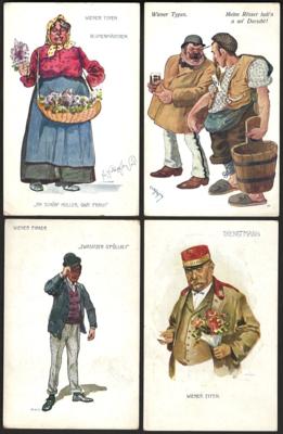 Poststück - Partie Motivkarten "Wiener Typen" u.a. von Fritz Winter -Schönpflug, - Stamps and postcards