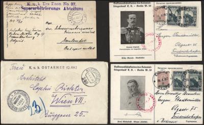 Poststück - Partie Österr. Feldpost WK I mit etwas Zensur- u. Kriegsgefangenenpost, - Stamps and postcards