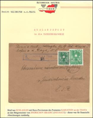 Poststück - Waldviertel 1945 - drei attraktive, - Briefmarken und Ansichtskarten