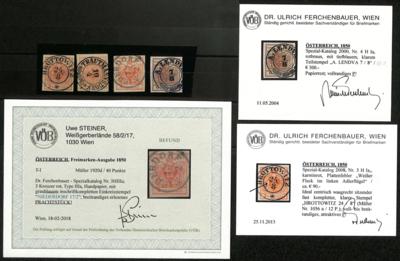 .gestempelt - Österr. Nr. 3 HIIIa mit graublauem Einkreisstpl. "NIEDERDORF 17/2", - Briefmarken und Ansichtskarten