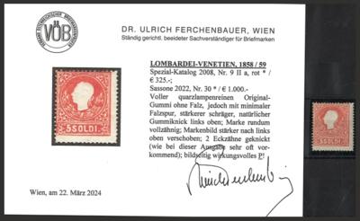 * - Lombardei Nr. 9 IIa rot, - Briefmarken und Ansichtskarten