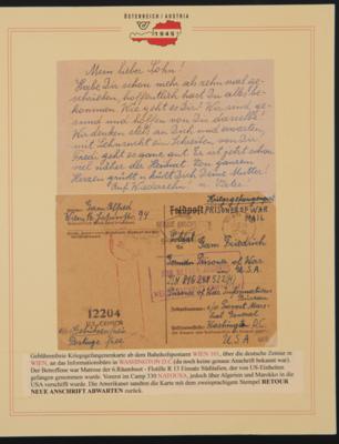 Poststück - 23 Belege an und von Österreichern in Gefangenschaft in den USA 1945, - Známky a pohlednice