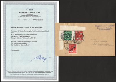 Poststück - Bizone 1948 mit Band-/ Netzfrankatur in Mischfrank. Berlin nach Bayern, - Briefmarken und Ansichtskarten