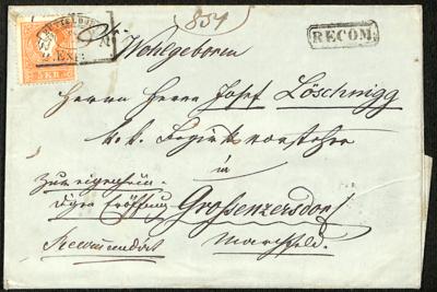 Poststück - Österr. Ausg. 1858 - Fahnenstempel - Briefmarken und Ansichtskarten