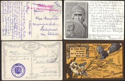 Poststück - österr. Feldpost WK I - Partie Telegraphen- und Radioeinheiten, - Briefmarken und Ansichtskarten