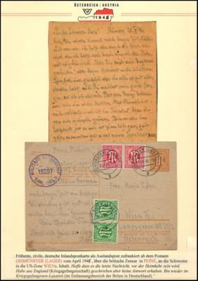 Poststück - Österreich (er) in alliierter Kriegsgefangenschaft 1945/46 bzw. Heimgekommene, - Briefmarken und Ansichtskarten