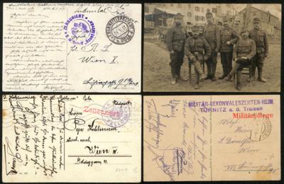 Poststück - Partie Österr. Feldpost WK I mit Militaria - AK etc., - Briefmarken und Ansichtskarten