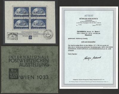 .gestempelt - Österreich 1933 WIPA-Block - Známky a pohlednice