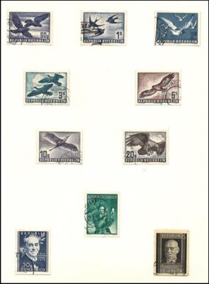 **/gestempelt - Partie Österr. II. Rep. u.a. mit Flug 1950/53 gestempelt, - Briefmarken und Ansichtskarten