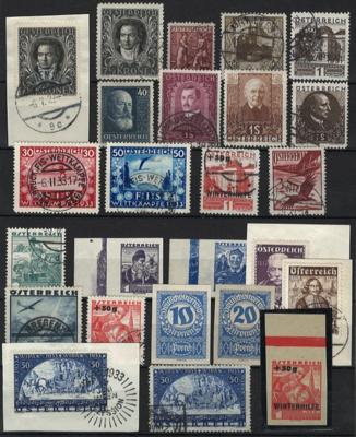 .gestempelt/*/**/(*)/Poststück/Briefstück - Sammlung Österr. I. Rep. u.a. mit Rotarier - FIS I - WIPA Faser und glatt, - Stamps and postcards